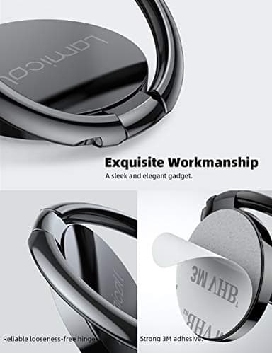 Lamicall Cell Phone Ring Holder Stand - Phone Finger Gip Kickstand, 360° Rotation Polished Metal Grip for Magnetic Car Mount, Fit for iPhone 17/16/15/14 Pro Max Air, Android Smartphone Accessories - Image 6