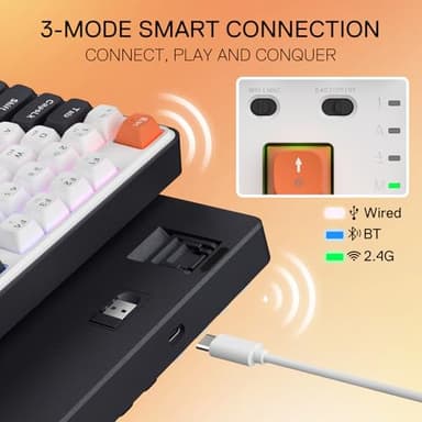 Redragon K689 PRO Wireless Gasket RGB Gaming Keyboard, 108 Keys Mechanical Keyboard w/Extra 4 Hotkeys, Upgraded Hot-swappable Socket, 3-Layer Noise Dampening, Round PBT Keycaps, Custom Linear Switch - Image 3