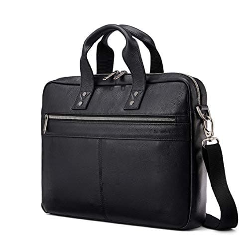 Samsonite Classic Leather Slim Brief, Black, One Size - Image 1