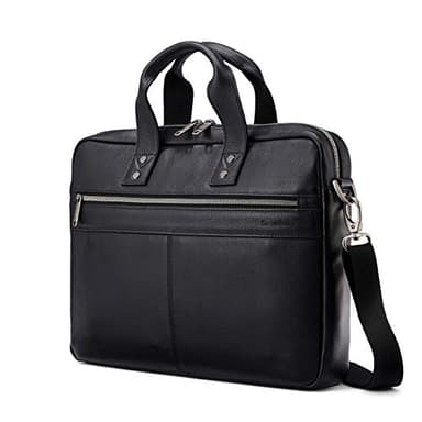 Samsonite Classic Leather Slim Brief, Black, One Size - Image 1