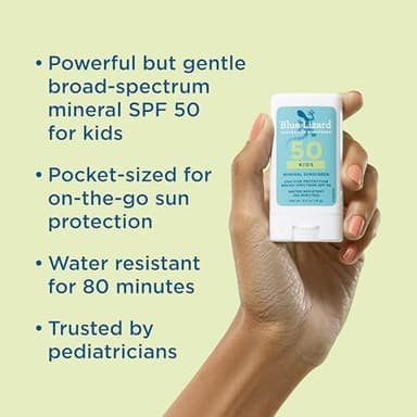 BLUE LIZARD Mineral Sunscreen Stick with Zinc Oxide SPF 50+ Water Resistant UVA/UVB Protection Easy to Apply Fragrance Free, Kids, Unscented, 0.5 oz - Image 2