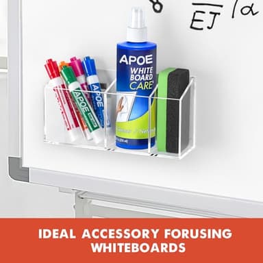 Banafich Magnetic Dry Erase Marker Holder, Acrylic Magnet Pen Holder for Whiteboard, Refrigerator, Magnetic Fridge Organizer for Office, Classroom, Whiteboard Maker Holder, Locker Organizer - Image 5