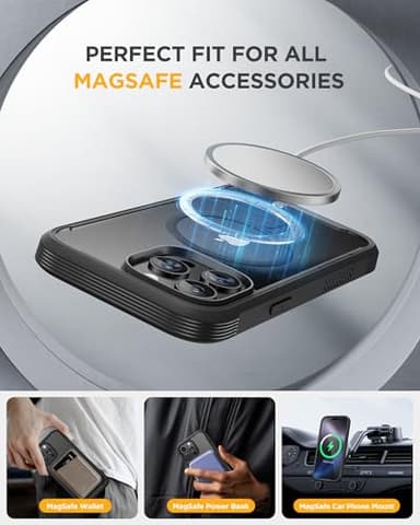 Miracase Magnetic for iPhone 16 Pro Max Case 6.9'' [Compatible with MagSafe] Full-Body Phone case with Built-in Glass Screen Protector& Camera Protector,Drop Proof 16 Pro Max Cover,Black - Image 6