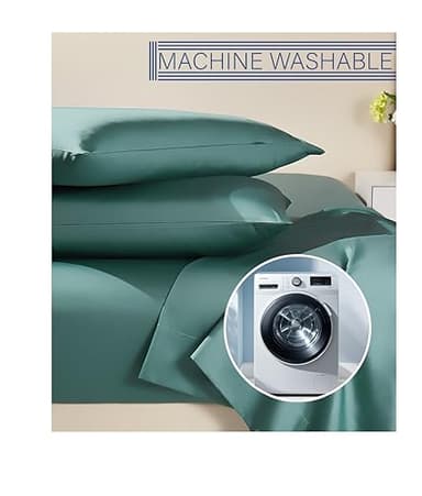 Arianaut Queen Sheet Set Green 100% Egyptian Cotton Satin Sheets 1000 Thread Count Luxury Hotel Quality Deep Pocket Queen Sheets Soft Silky Cooling Queen Size Bed Set 4PC Green - Image 6