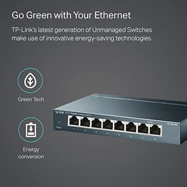 TP-Link 8 Port Gigabit Ethernet Network Switch - Ethernet Splitter | Plug & Play | Fanless | Sturdy Metal w/ Shielded Ports | Traffic Optimization | Unmanaged | Lifetime Protection (TL-SG108) - Image 6