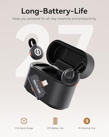 Hollyland Lark M2S Combo (Camera RX+USB-C RX+ Lightning Cable) Wireless Microphone for iPhone/Camera/Android/PC, Titanium Clip, Noise Cancelling, 30H Use, Vlog, Interview, Content Creation - Image 6