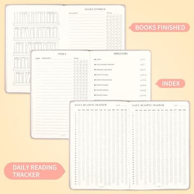 TSFPapier Reading Journal Book Lovers Gifts Hardcover Leather Readers Accessories Track Reading Log with 65 Books Reviews, 5.8”x8.3”, Pink - Image 4