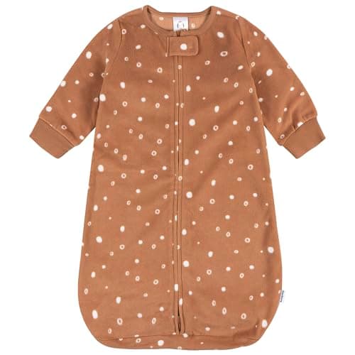 GerberBaby Unisex Fleece Wearable Blanket, Brown Dots, 0-6 Months - Image 1