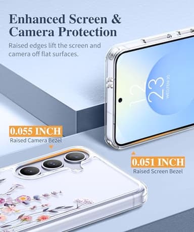 GVIEWIN for Samsung Galaxy S25 Case, [Screen & Camera Lens Protector] [Non Yellowing] Floral Clear Slim Shockproof Military-Grade Protection Phone Cover, Flower Design for Women, Floratopia/Colorful - Image 5