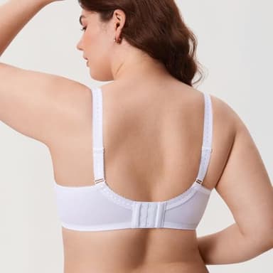 DELIMIRA Women's Plus Size Full Coverage Underwire Unlined Minimizer Lace Bra White 36D - Image 2