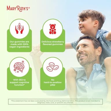 MaryRuth Organics Vegan Vitamin D3 + Vitamin B12 Gummies | 2 Month Supply | Supports Bone Health | Immune Support Supplement | Energy Supplements | Methyl B12 Vegan Non-GMO Gluten Free | 60 Servings - Image 6