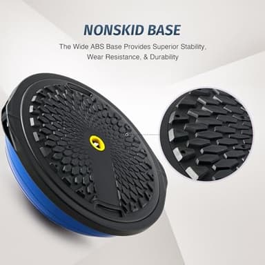 ZELUS 25in. Balance Ball | 660lb Inflatable Half Exercise Ball Wobble Board Balance Trainer w Nonslip Base | Half Yoga Ball Strength Training Equipment w 2 Bands, Pump, Extra Ball Included - Image 8