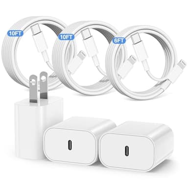 6ft/10ft/10ft iPhone Charger Fast Charging Block, Wall Charger Plug and Long USB C to Lightning Cable Cord, Type C Charging Cube Box Brick for Apple iPhone 14 Pro Max/14/13/13 Pro/12 Mini/11 Pro/XS/XR - Image 1