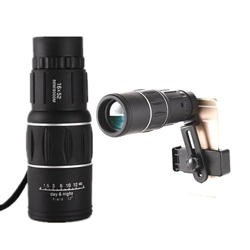 16x52 Monocular Telescope with 10x Magnification, 66M-8000M Range, Day & Night Vision, 150mm Lens - Image 1