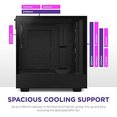 NZXT H510 Elite - CA-H510E-B1 - Premium Mid-Tower ATX Case PC Gaming Case - Dual-Tempered Glass Panel - Front I/O USB Type-C Port - Vertical GPU Mount - Integrated RGB Lighting - Black - Image 6