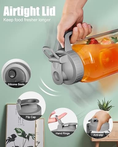 OneDream Glass Pitcher with Lid, 64 oz Large Mason Jar Wide Mouth, Sun Tea Glass Jar for Outside, Iced Tea Pitcher for Cold Beverages, Breast Milk, and Home Entertaining - Image 3