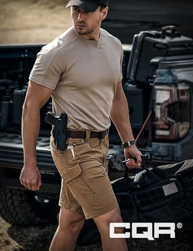 CQR Men's Flex Casual Cargo Shorts, Lightweight Water Resistant Golf Shorts, Stretch Tactical Work Shorts with Multi-Pocket, Tac Cougar, 32W x 10L - Image 4