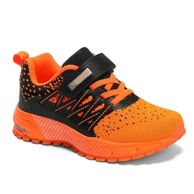 Kids Sneakers for Boys Girls Running Tennis Shoes Lightweight Breathable Sport Athletic Black Orange Size US 13 Little Kid - Image 6