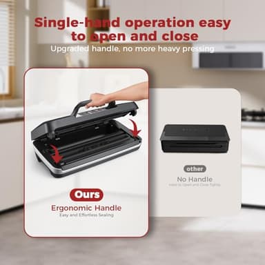 95kpa Vacuum Sealer Machine,Commercial Full Automatic Food Sealer,Powerful Sealing System with Double Heat Seal,Built-in Cutter&Bags Storage,1 Bag Rolls and 10 pcs Pre-cut Bags - Image 6