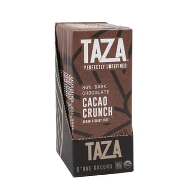 Taza Chocolate Organic Amaze Bar 80% Stone Ground, Cacao Crunch, 2.5 Ounce (10 Count), Vegan - Image 1