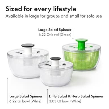 OXO Good Grips Salad Spinner | Lettuce Spinner | Fruit Washer | Fruit Washing Bowl with Strainer | Vegetable Cleaner | Salad Cleaner | Lettuce Washer | 6.22 Quart Capacity - Image 9