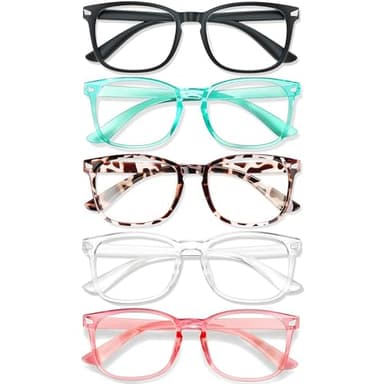 WINTOO Blue Light Glasses for Woman Men | 99% Blue Light Blocking Glasses for Computer Gaming TV Phone Screen Square Frame | Anti Eyestrain & UV Glare Protection - 5 Pair - Image 1