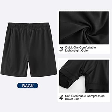 HODOSPORTS Mens Swimsuit Trunks 7" Quick-Dry Swim Shorts with Compression Liner and Zipper Pockets (Large,Black) - Image 5