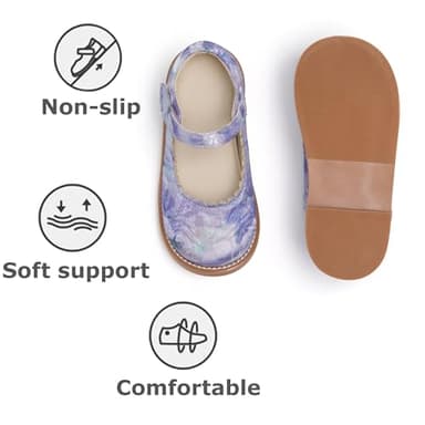 THEE BRON Toddler Girls Mary Jane Flats Kids School Uniform Party Dress Shoes(AX404 Toddler,Purple/6M) - Image 4