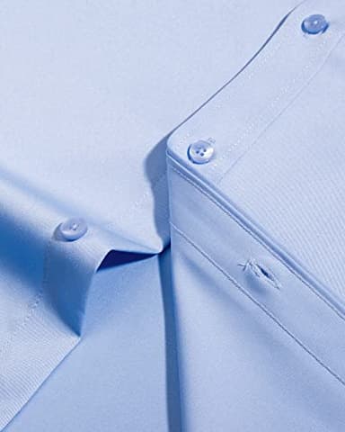 Alimens & Gentle Mens Short Sleeve Dress Shirts Wrinkle Free Solid Casual Button Down Shirts with Pocket, Light Blue, 4X-Large - Image 6