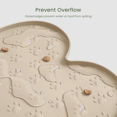 PWTAA Dog Food Mat Anti-Slip Silicone Dog Bowl Mat Thicker Pet Placemat Waterproof Cat Feeder Pad with Raised Edge Puppy Kitten Feeding Mats Suitable Small Medium-Sized Dogs Cats Eating Tray - Image 5