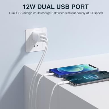 3- Pack, USB Wall Charger, Dual Port USB Cube Power Adapter Charger Plug Block Charging Box, Dual Port Wall Fast Charging Adapter, Compatible for i Phone 15 14 13 12 11 - Image 2
