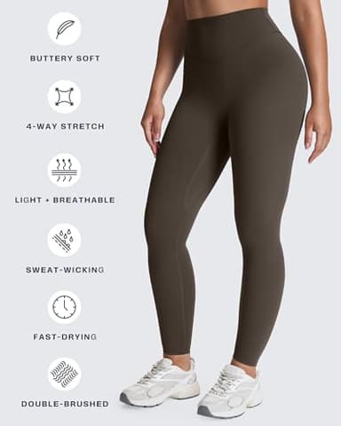 Aoxjox High Waisted Workout Leggings for Women Tummy Control Buttery Soft Yoga Metamorph Deep V Pants 26" (Mulch, Large) - Image 6