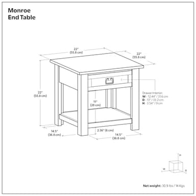 SIMPLIHOME Monroe SOLID ACACIA WOOD 22 inch Wide Square Rustic End Table in Rustic Natural Aged Brown for the Living Room and Bedroom - Image 3