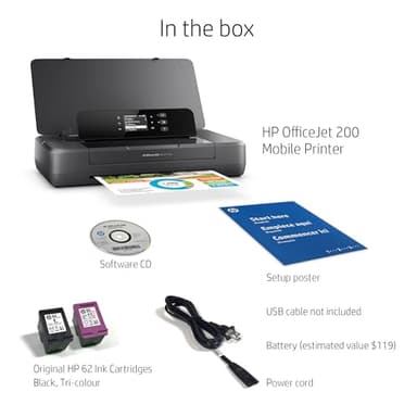 HP OfficeJet 200 Wireless Mobile Printer - Black, Battery included (CZ993A) - Image 7
