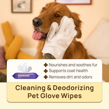 HICC PET Cleaning Deodorizing Glove Wipes for Dogs & Cats, Vet Recommended Hypoallergenic Pet Cleaning and Hydrating Glove Wipes, Nourish Fur Coconut Oil Pet Bathing Wipes for Horse Coat Care - Image 3