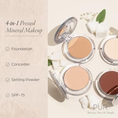 PUR Beauty 4-in-1 Pressed Mineral Makeup Powder Foundation with SPF 15 - Concealer & Finishing Compact Pressed Powder for Face - Buildable Medium to Full Coverage Foundation Powder (Ivory) - Image 2