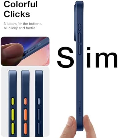 TORRAS Shockproof for iPhone 16 Pro Max Case, 4X Military Grade Drop Proof, Translucent Slim Protective Anti-Scratch Hard PC Back Phone Case for iPhone 16 Pro Max 6.9'', Matte Navy Blue Cover - Image 6
