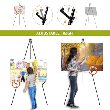 AROIC 63" Easel Stand for Display, 3 Pack Portable Foldable Metal Easel, Easels for Signs Wedding Logos,Arts, Painting,Adjustable Floor Easels with 3 Storage Bag - Image 6