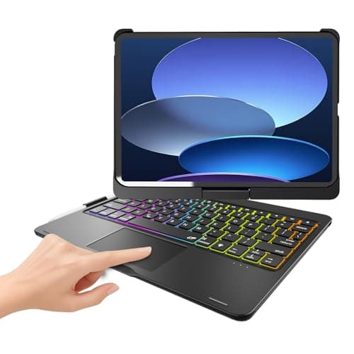 BABG TouchPad Keyboard Case for iPad 10th Generation&iPad 11th(A16,2025),iPad Air 11(M3,M2/iPad Pro 11 inch Keyboard&iPad Air 5th/Air 4th Keyboard, 360°Swivel,7 Use Modes,Rainbow Backlight- Black - Image 1