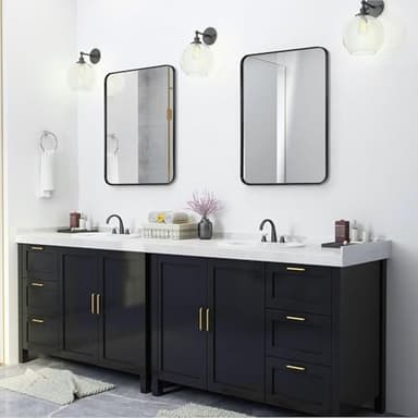 Minuover Black Framed Bathroom Mirror for Wall, Matte Black Rounded Corner Rectangle Vanity Mirror, Brushed Frame, Tempered Glass, Anti-Rust, Hangs Horizontally or Vertically (24" x 32", Black) - Image 4
