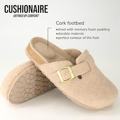 CUSHIONAIRE Hana Womens Clogs | Comfortable Vegan Suede Clogs for Women | Slip On Potato Shoes with Cork Footbed & Arch Support| Sand 7 - Image 8