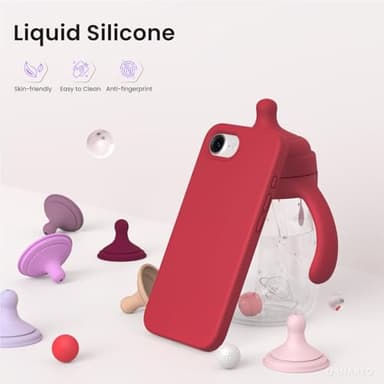 ORNARTO Compatible with iPhone 16e Case 6.1"(2025), Liquid Silicone 3 Layers Full Covered Soft Gel Rubber Phone Case,Shockproof Protective Cover with Anti-Scratch Microfiber Lining-Red - Image 3