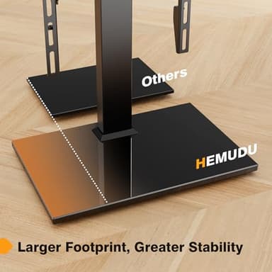 Universal TV Stand - Table Top TV Stand for 27-60 inch LCD LED TVs - 6 Level Height Adjustable TV Base Stand with Tempered Glass Base & Wire Management, VESA 400x400mm - Image 5
