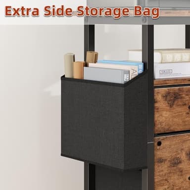 GYIIYUO 2 Drawer File Cabinet with 24'' Extended Desktop, Mobile Filing Cabinet, Rolling File Cabinet with Side Bag, Fabric Drawer, Fits A4/Letter Size, Printer Stand Home Office, Light Brown - Image 5