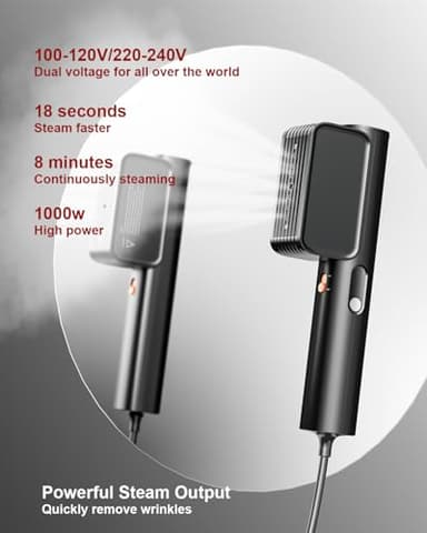 G7 Travel Steamer for Clothes Dual Voltage 100-240V Iron Steamers Professional Portable Steamer, Just 1lbs Fashion Light Mini Handheld Garment Steamer for Global travel and home 2 - Image 3