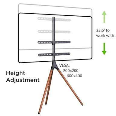 ProMounts Easel Floor TV Stand with Tripod Base for 47-72 inch LED LCD OLED Flat and Curved Screens, Portable Height Adjustable TV Stand Mount for Bedroom, Living Room, Studio - Image 3