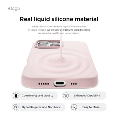 elago Magnetic Silicone Case Compatible with iPhone 16 Pro Max Case 6.9 Inch Compatible with All MagSafe Accessories - Built-in Magnets, Soft Grip Silicone, Shockproof [Lovely Pink] - Image 5