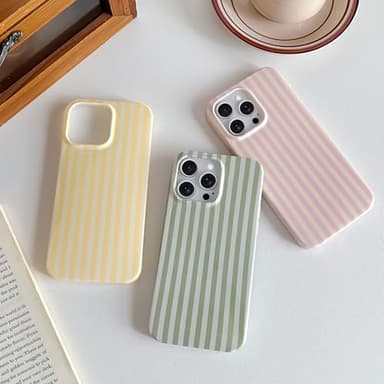 Yeddabox for iPhone 13 Pro Max Case Cute Striped Phone Case Soft TPU Slim Shockproof Phone Cover for Women Girls, Pink and Yellow - Image 6