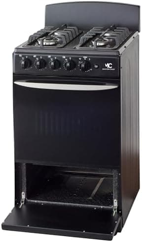 MC - 20" Black W Gas Space Saver Range with 2.4 CFT Oven Capacity - Italian SABAF Sealed Burners, 1 Ultra-Fast, 3 Fast – Easy to Clean, Iron Grates, Cool Knobs - L 21" W 20" H 41" - Image 5