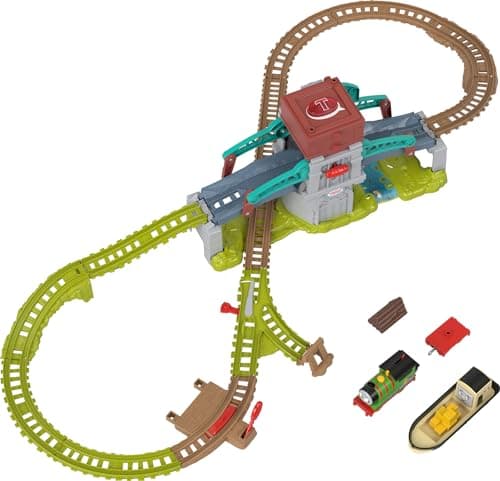 ​Thomas & Friends Toy Train Set Talking Bulstrode & Which-Way Bridge Track Playset with Sounds & Percy Engine for Kids Ages 3+ Years - Image 1